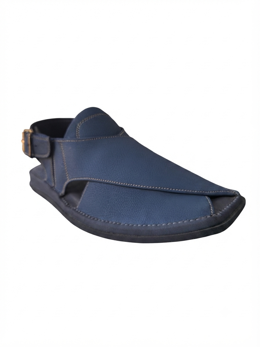 Navy Blue Peshawari Chappal | Handcrafted Leather Buckle Sandal for Men – SHOEZISTAN