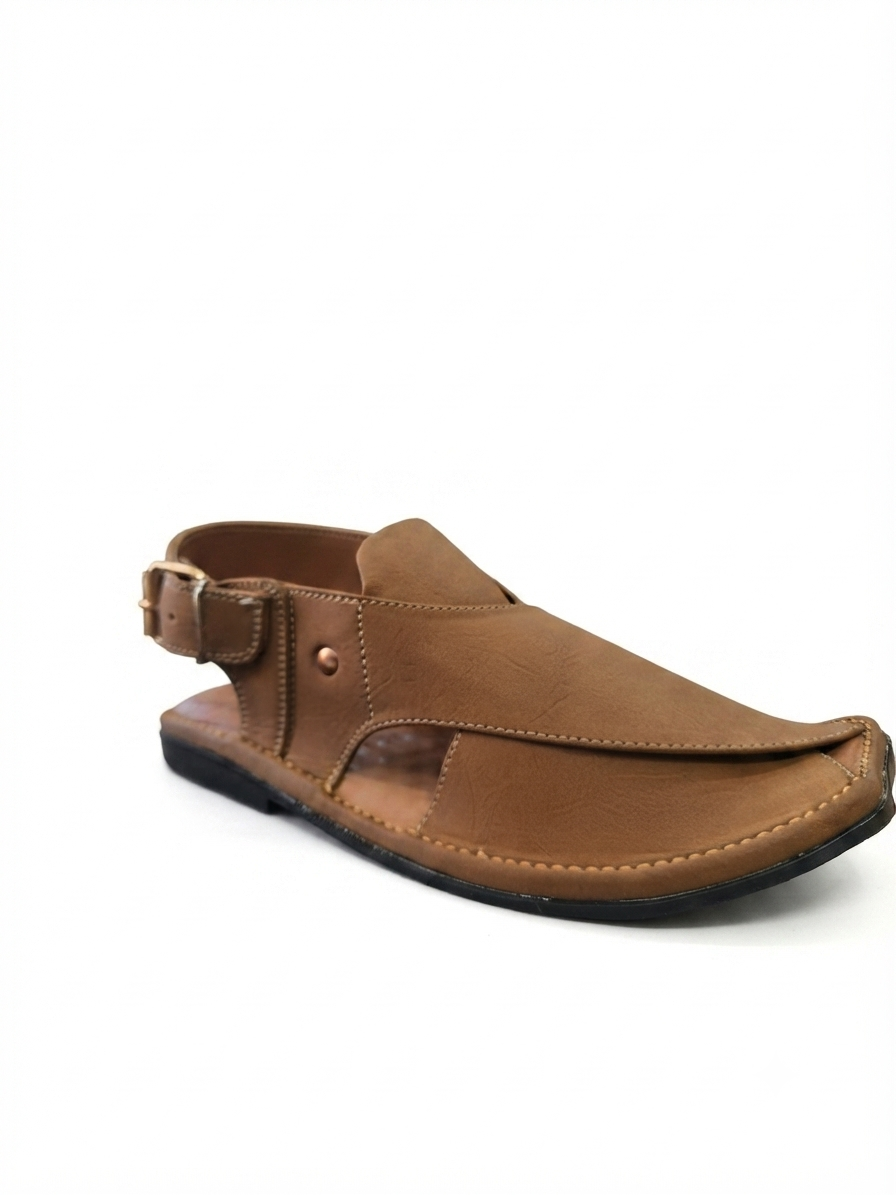 Tan Leather Norozi Peshawari Chappal for Men | Handcrafted Traditional Sandal