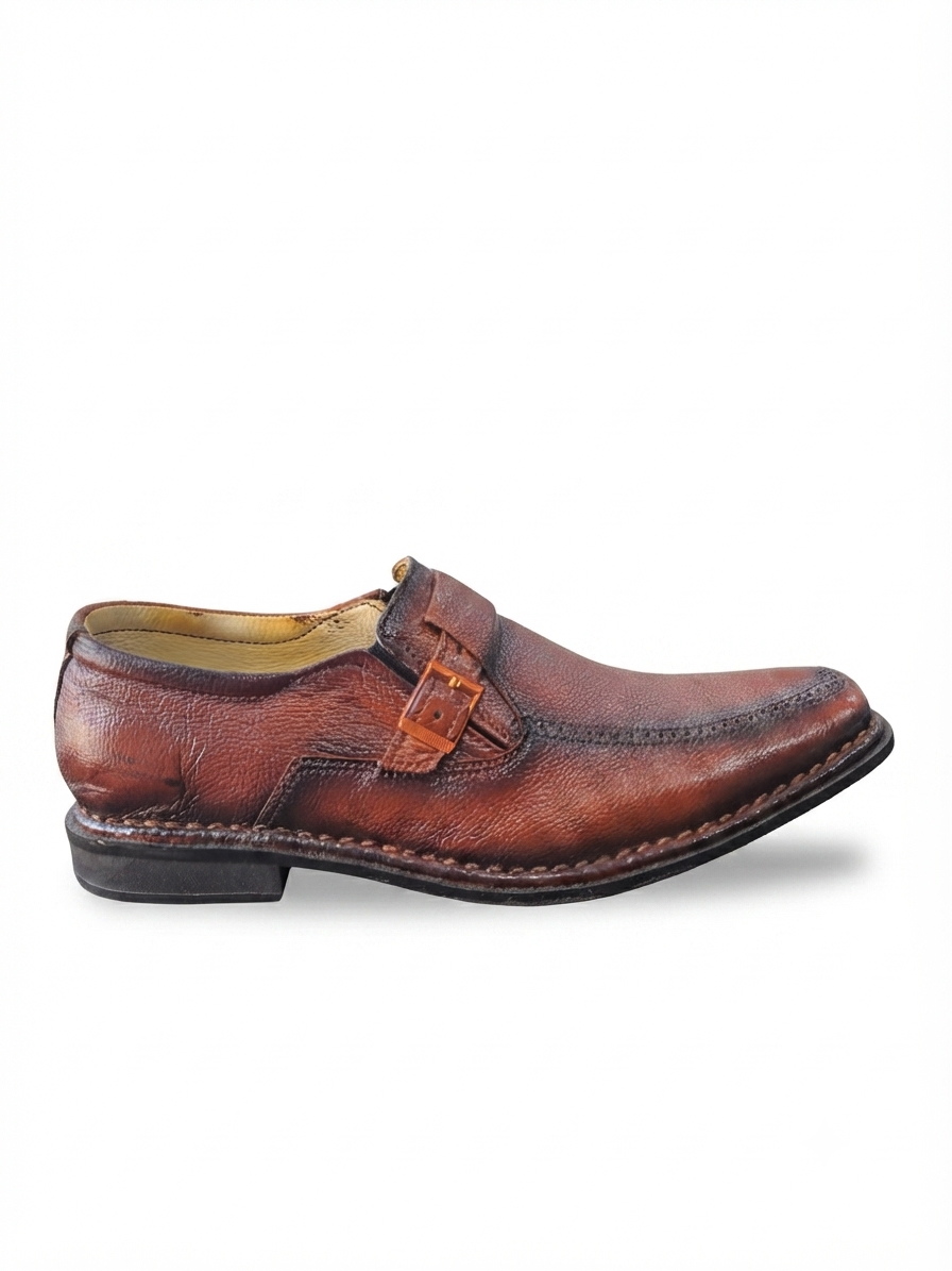 The Frontier Monk — Handcrafted Cognac Leather Monk Strap Loafer for Men