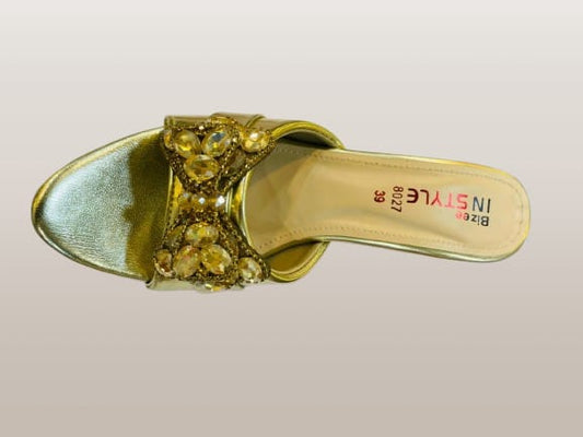 Women's Silver Crystal Butterfly Kitten Heel Mule Sandals