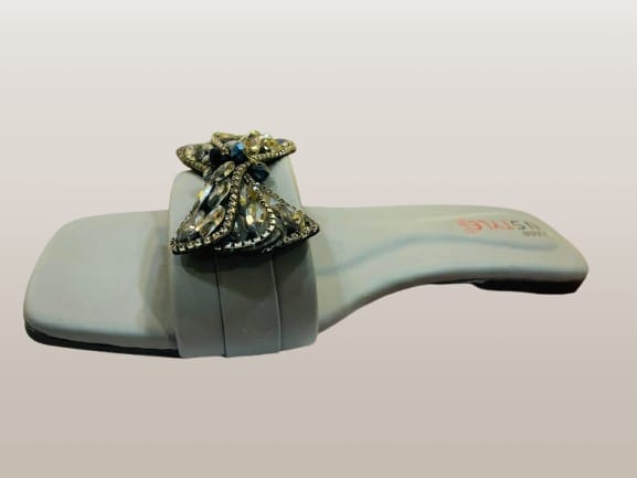 Women's  Crystal Bow Embellished Flat Slide Sandals