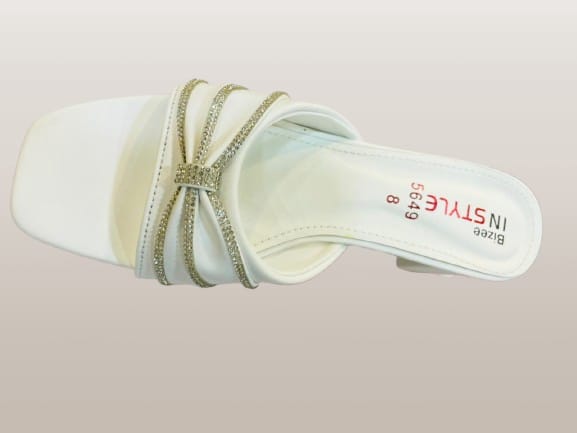 Women's Diamante Cross-Strap Bow Flat Mule Sandals