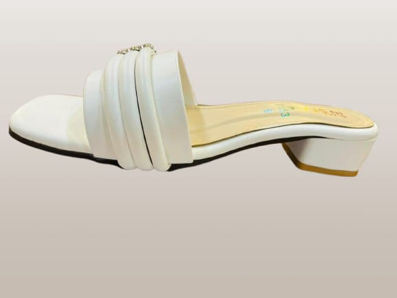 IVORY LUXURY SLIDE SANDALS WITH GOLD EMBILISHMENT