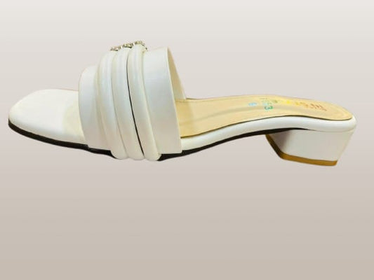 IVORY LUXURY SLIDE SANDALS WITH GOLD EMBILISHMENT