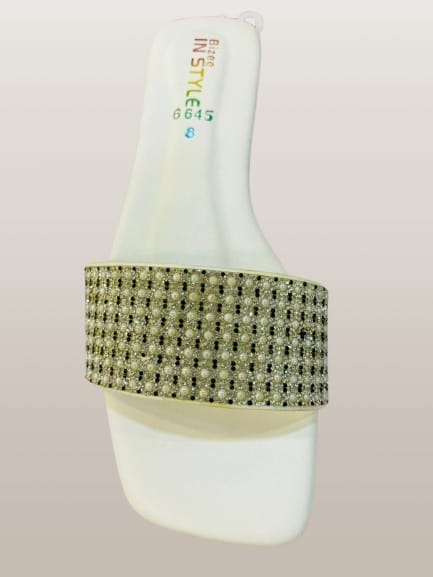 Instyle Crystal Embellished Flat Slide – Women's Premium Festive Footwear