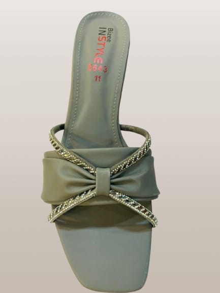 Women's Diamante Cross-Strap Bow Flat Mule Sandals