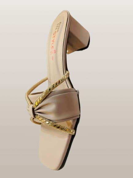 Women's Diamante Cross-Strap Bow Flat Mule Sandals