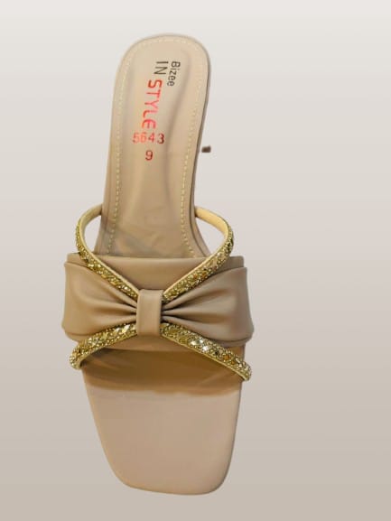 Women's Diamante Cross-Strap Bow Flat Mule Sandals