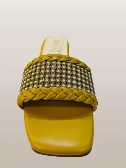 Instyle Crystal Embellished Flat Slide – Women's Premium Festive Footwear