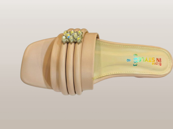 IVORY LUXURY SLIDE SANDALS WITH GOLD EMBILISHMENT