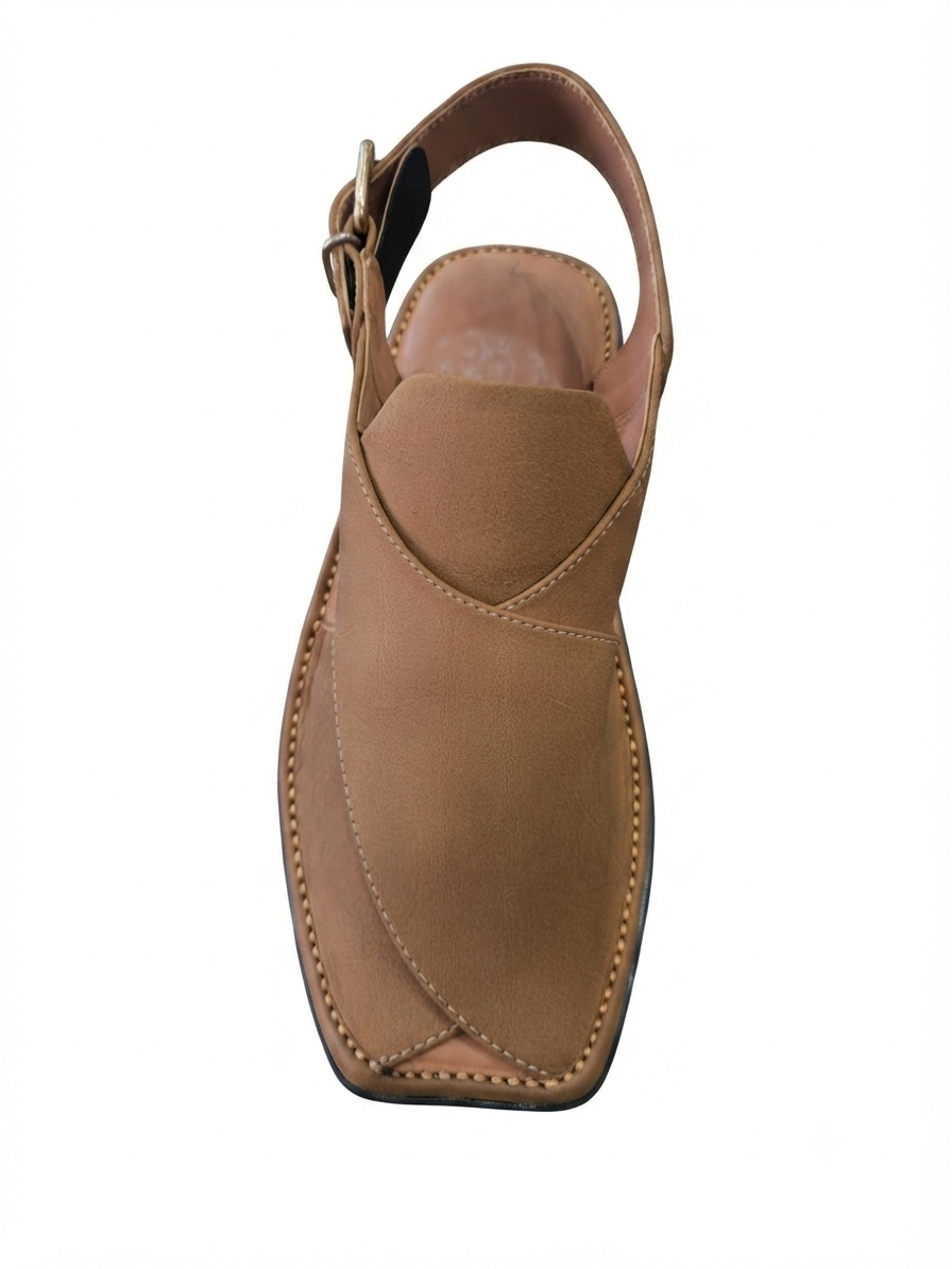 Tan Leather Norozi Peshawari Chappal for Men | Handcrafted Traditional Sandal