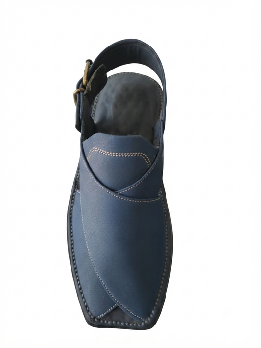 Navy Blue Peshawari Chappal | Handcrafted Leather Buckle Sandal for Men – SHOEZISTAN