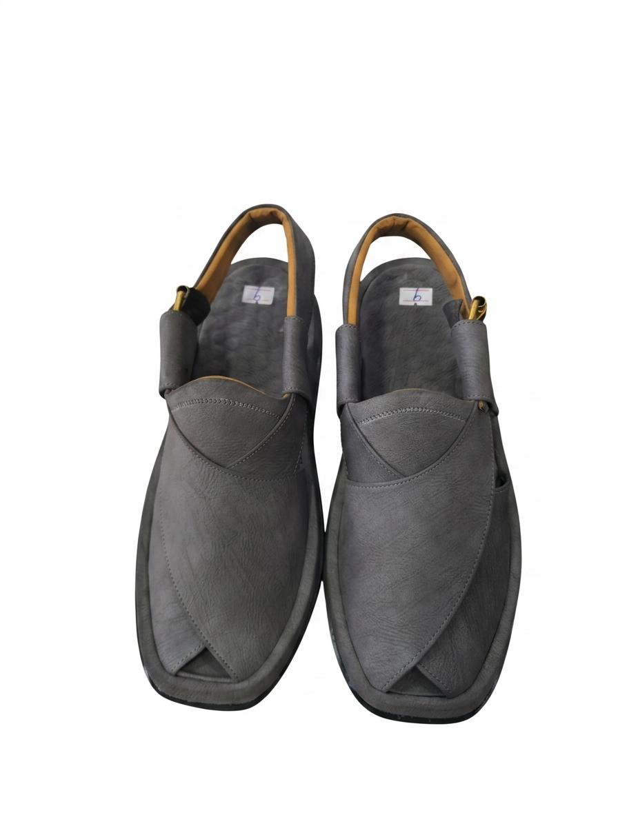 Grey Peshawari Chappal – Premium Nubuck Leather