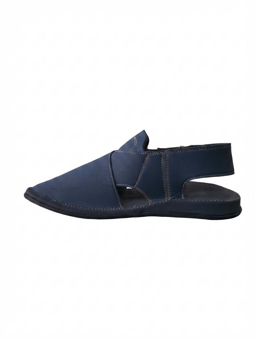 Navy Blue Peshawari Chappal | Handcrafted Leather Buckle Sandal for Men – SHOEZISTAN