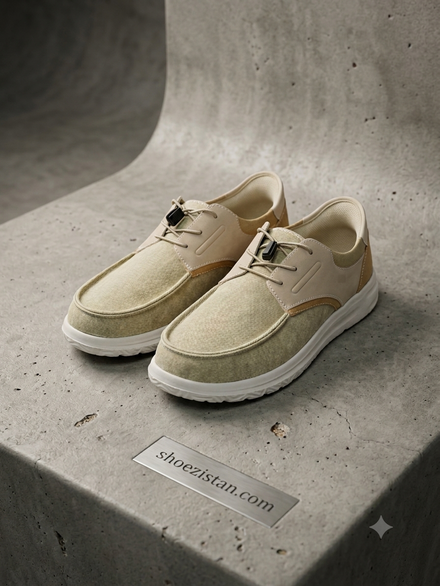 Comfortable Men's Slip-On Shoes with Elastic Toggle Laces - Breathable Canvas Sneak