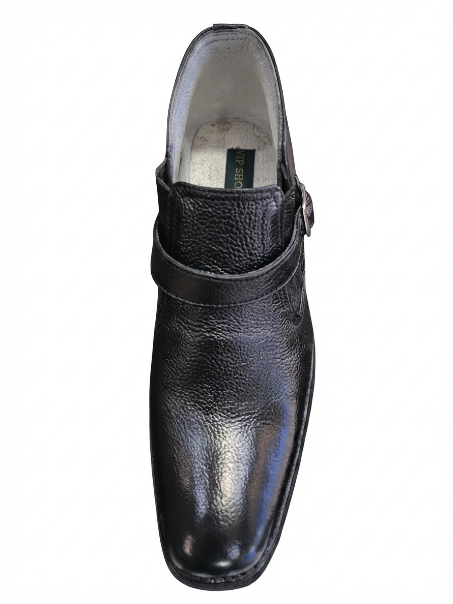 Artisan Burnished Leather Monk Boot with Side Zipper