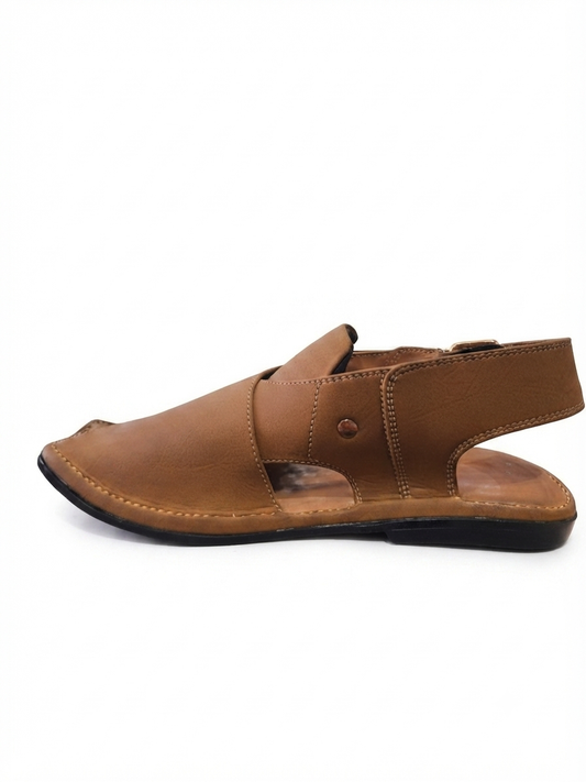 Tan Leather Norozi Peshawari Chappal for Men | Handcrafted Traditional Sandal