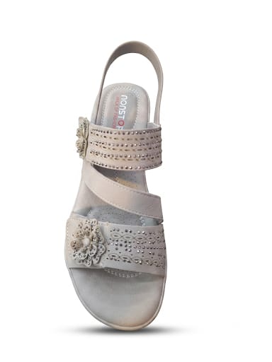 👑 Classy Floral Embroidered Block Heel Sandals | Women's Slingback Formal Shoes (Navy & Blush Pink) 🌸