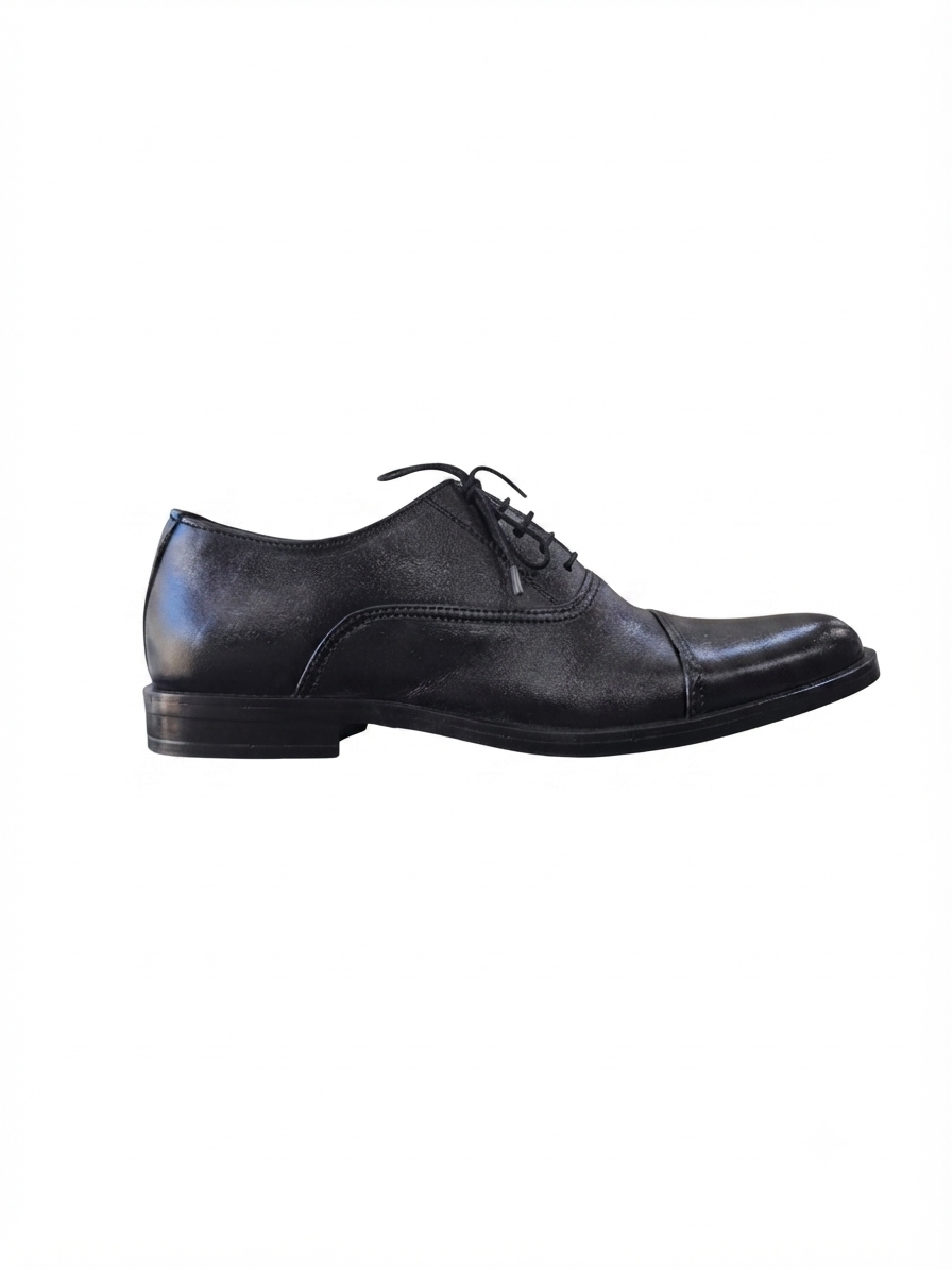 Black Leather Cap-Toe Oxford Shoes for Men | Handcrafted Formal Dress Shoes