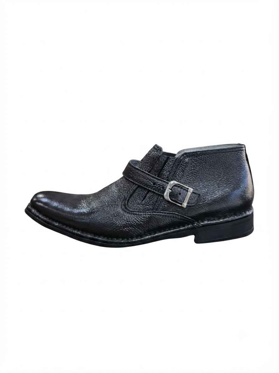 Artisan Burnished Leather Monk Boot with Side Zipper
