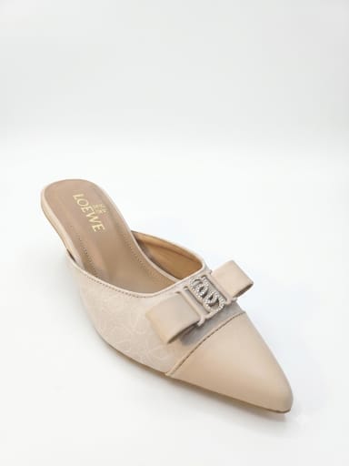 Elegant Pointed-Toe Monogram Mules – Low Kitten Heel Slip-On Pumps LOWE SPECial