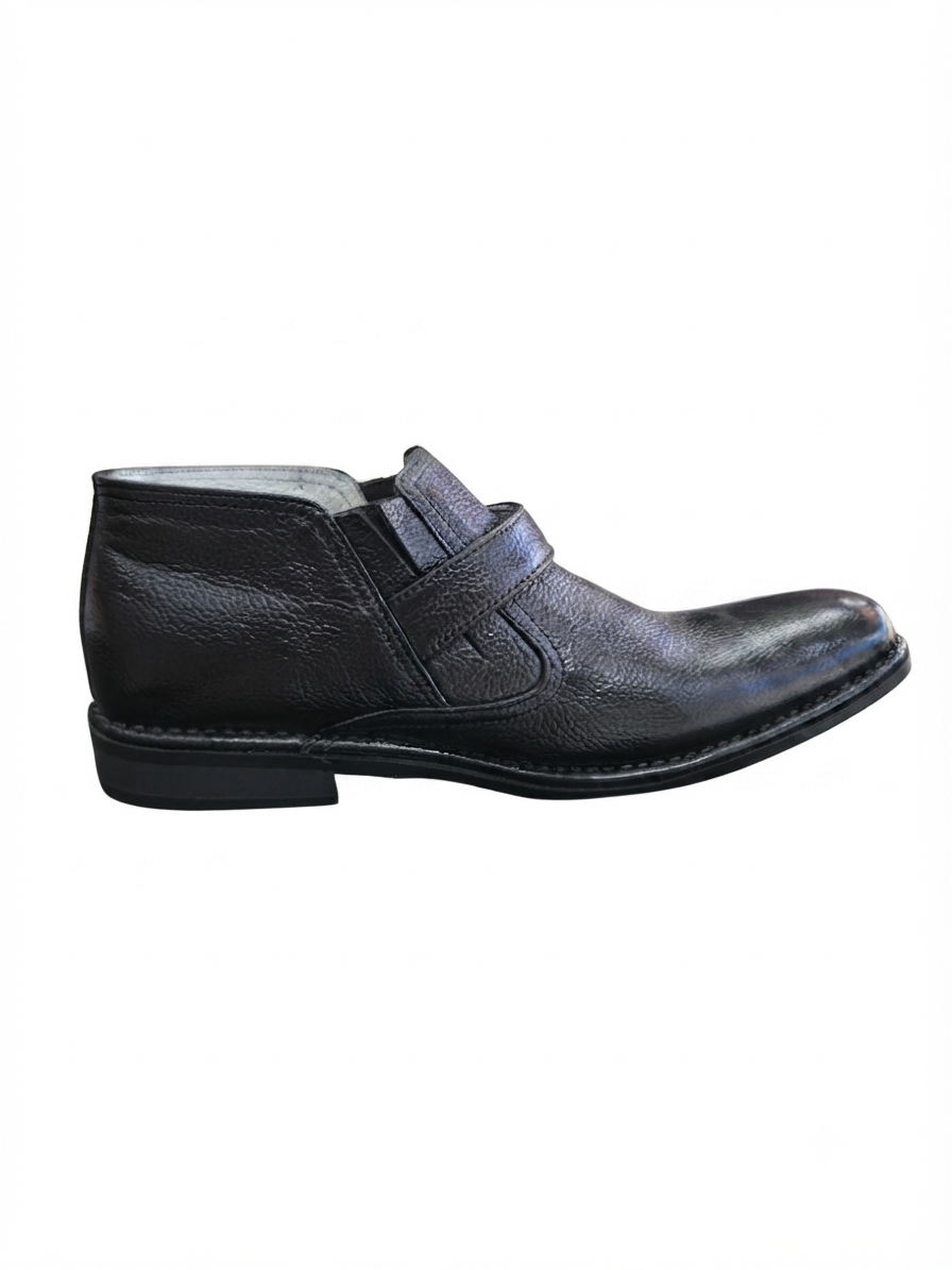 Artisan Burnished Leather Monk Boot with Side Zipper