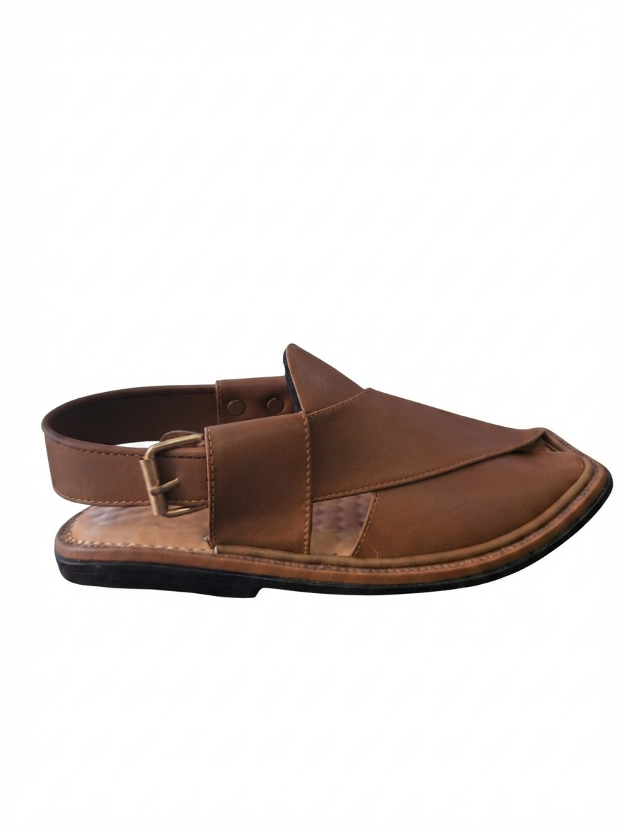 Tan Leather Peshawari Chappal for Men | Handcrafted Traditional Sandal