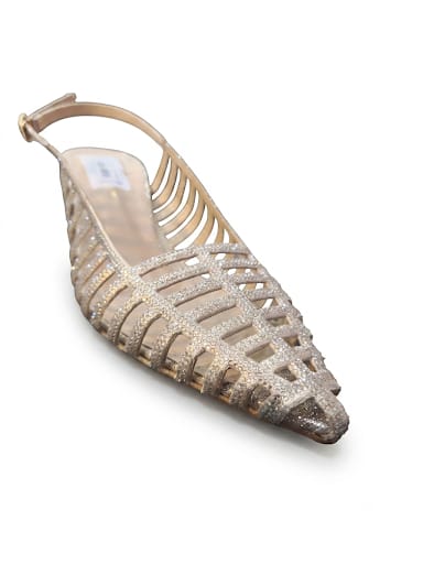 ✨ Dazzling Champagne Caged Slingback Heels ✨