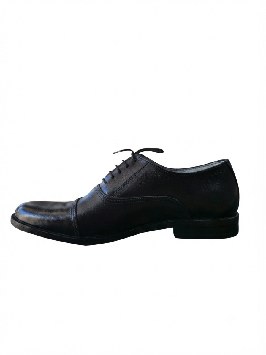 Black Leather Cap-Toe Oxford Shoes for Men | Handcrafted Formal Dress Shoes