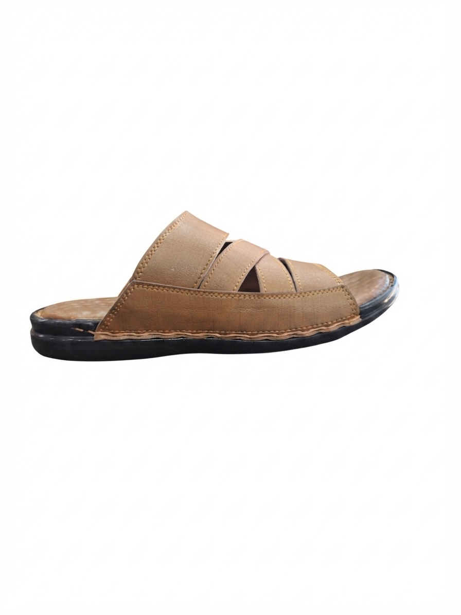 Beige Cross-Strap Handmade Leather Sandal