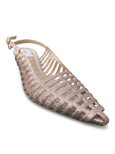 ✨ Dazzling Champagne Caged Slingback Heels ✨