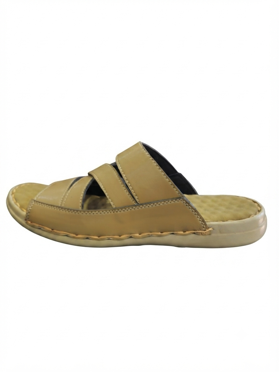 Beige Cross-Strap Handmade Leather Sandal