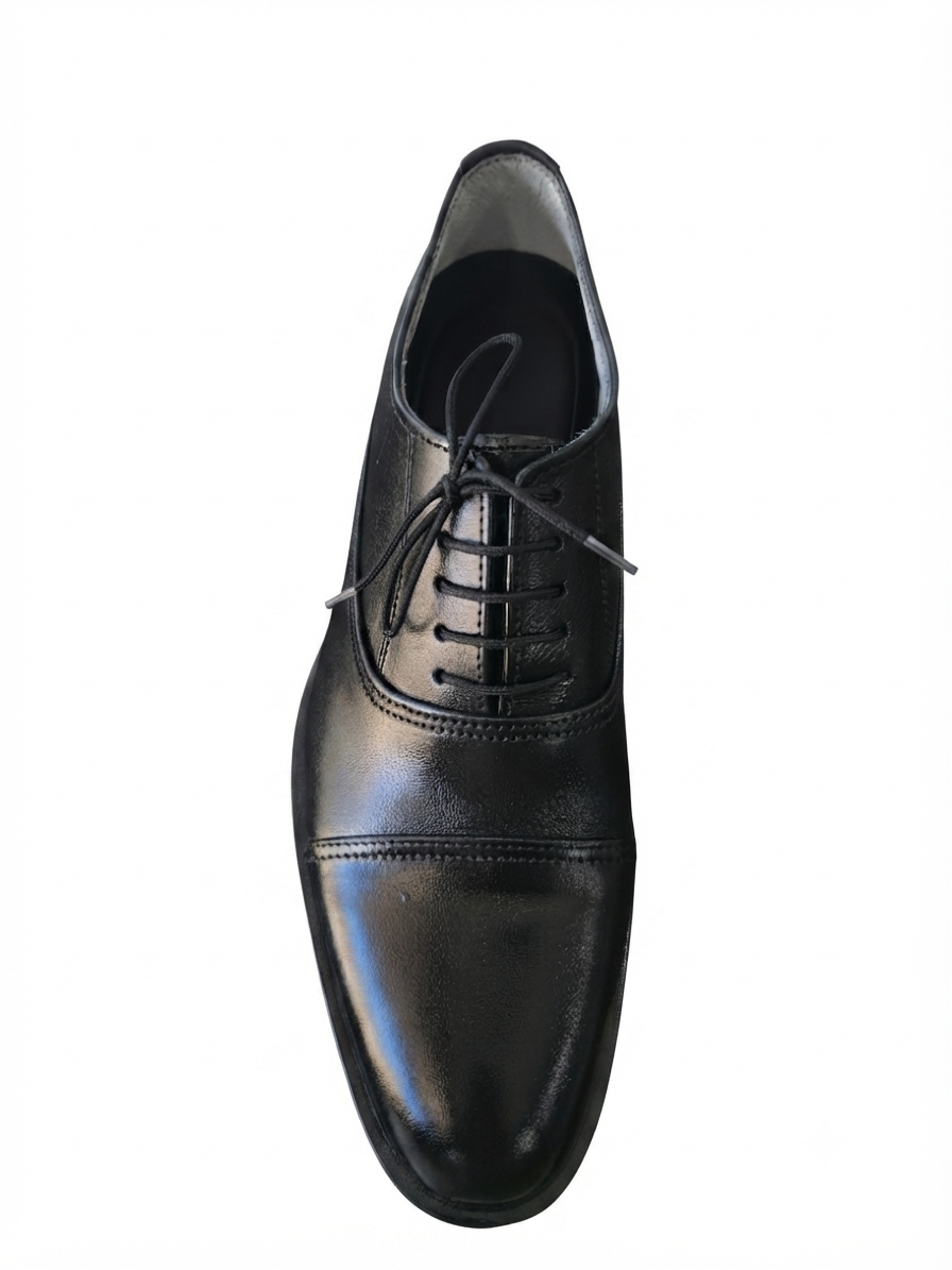 Black Leather Cap-Toe Oxford Shoes for Men | Handcrafted Formal Dress Shoes