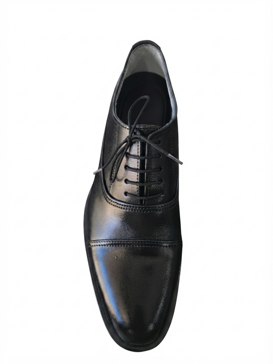 Black Leather Cap-Toe Oxford Shoes for Men | Handcrafted Formal Dress Shoes