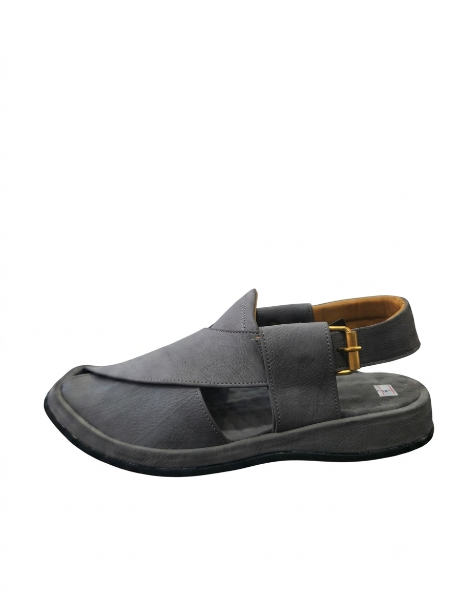 Grey Peshawari Chappal – Premium Nubuck Leather
