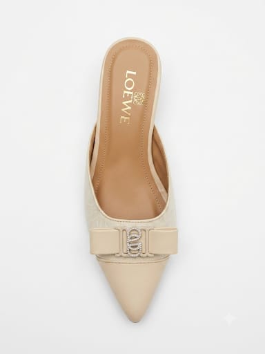 Elegant Pointed-Toe Monogram Mules – Low Kitten Heel Slip-On Pumps LOWE SPECial