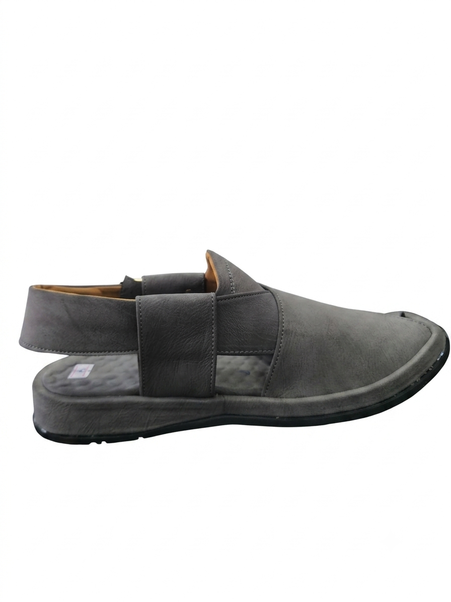 Grey Peshawari Chappal – Premium Nubuck Leather