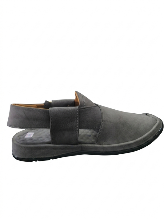 Grey Peshawari Chappal – Premium Nubuck Leather