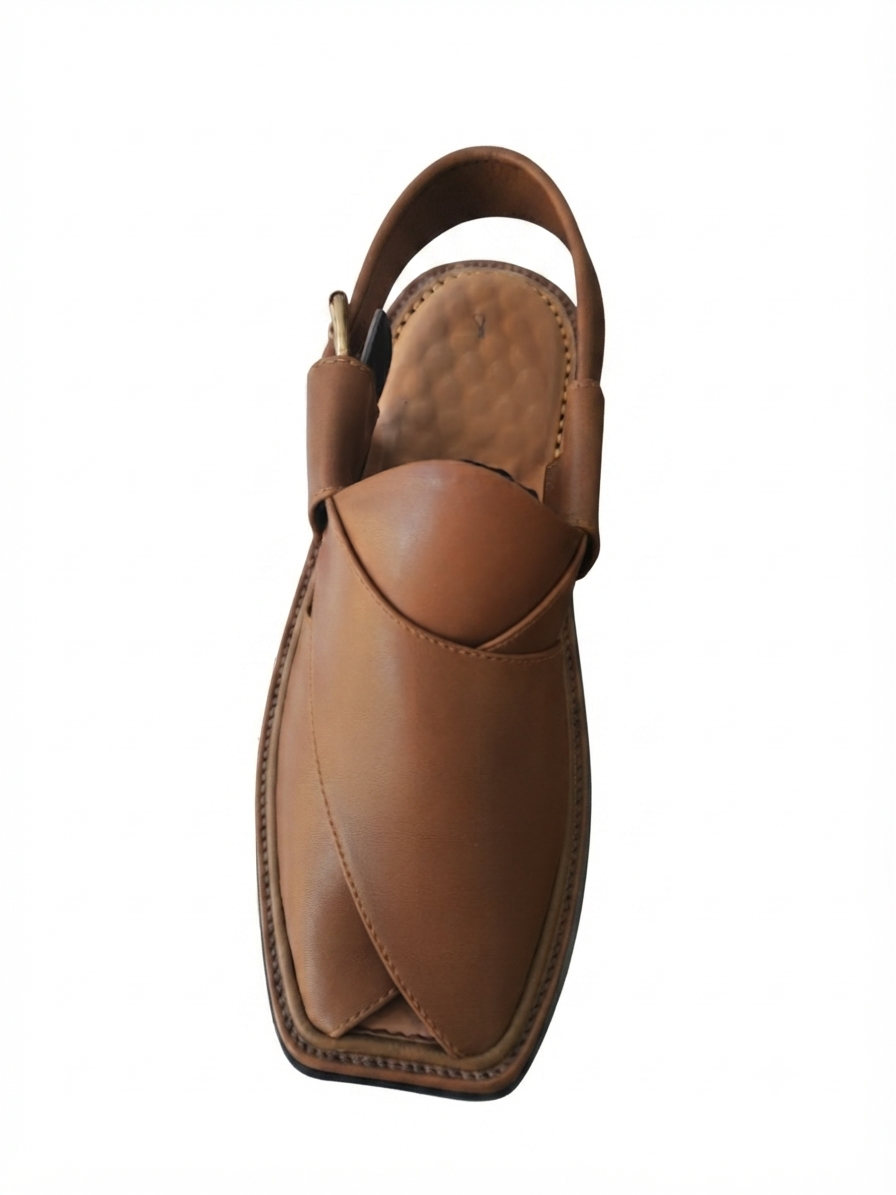 Tan Leather Peshawari Chappal for Men | Handcrafted Traditional Sandal
