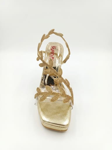 ✨ Golden Leaf Heels 👑 | Luxe Party Sandals by Shoezistan