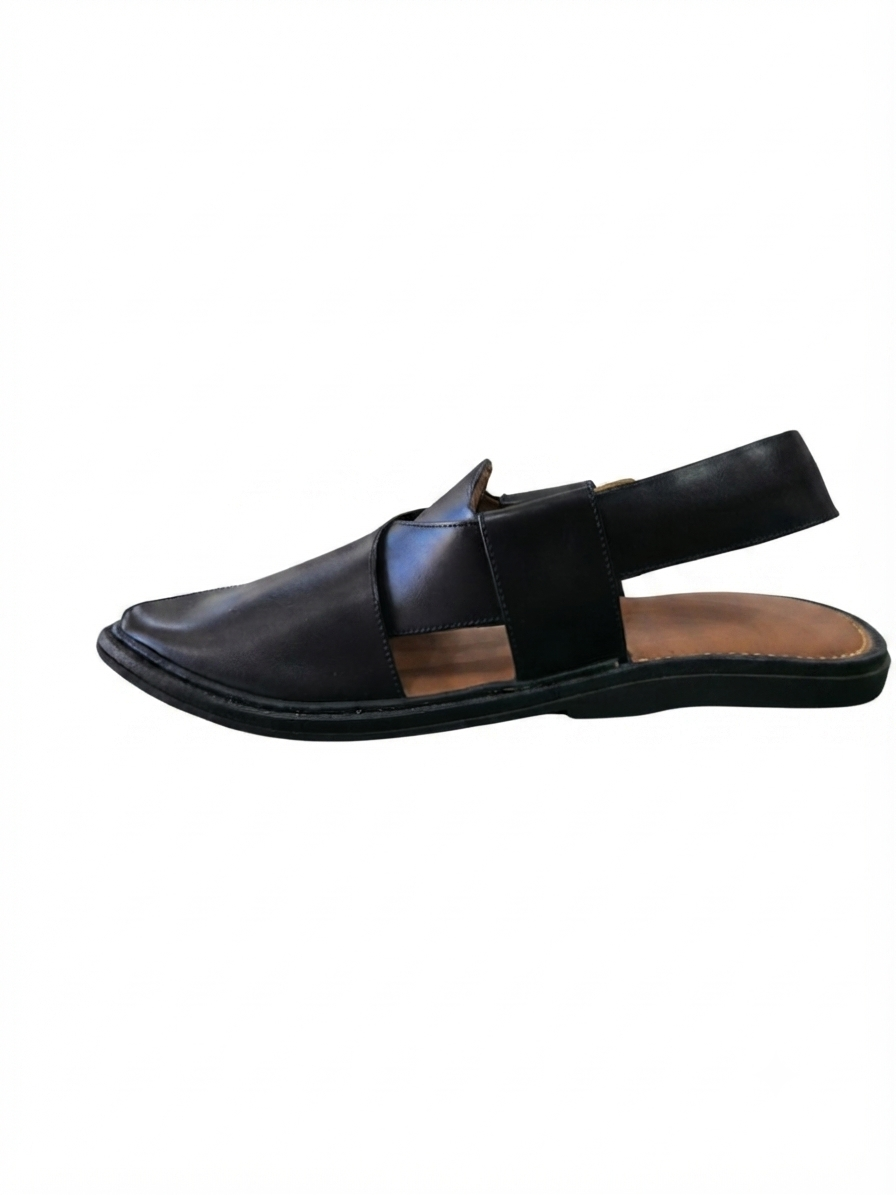Handcrafted Black Leather Peshawari Chappal